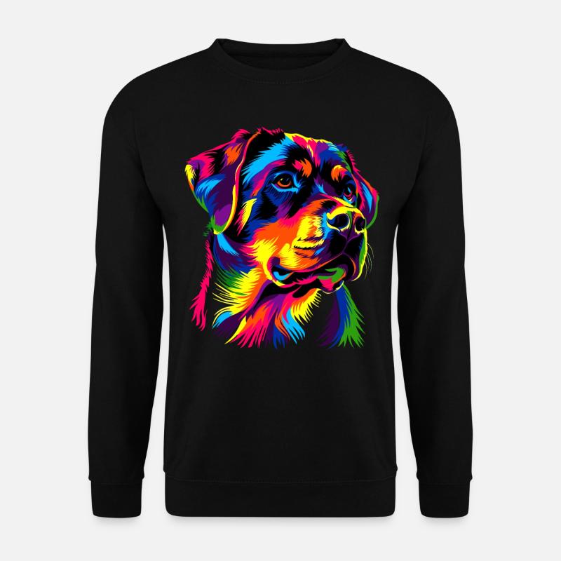 Rottweiler Hund Bunte Farben Pop Art Stolz Hunde - Unisex Pullover - Schwarz