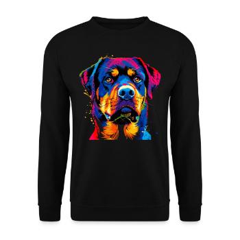 Rottweiler chien couleurs vives pop art fierté chiens - Sweat-shirt Unisexe - noir - Devant - Alina (178cm) & Michal (187cm)