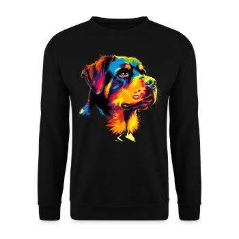 Rottweiler chien couleurs vives pop art fierté chiens - Sweat-shirt Unisexe - noir - Devant - Alina (178cm) & Michal (187cm)