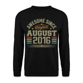 Août 2016 Anniversaire Août 2016 August 2016 Rétro - Sweat-shirt Unisexe - noir - Devant - Alina (178cm) & Michal (187cm)