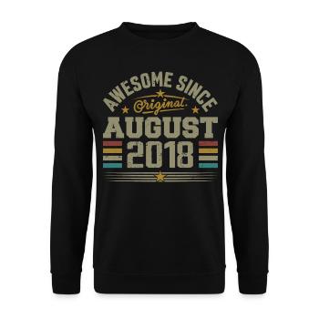 August 2018 Geburtstag August 2018 August 2018 Retro - Unisex Pullover - Schwarz - Vorne - Alina (178cm) & Michal (187cm)