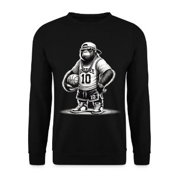 Cool gorilla with basketball and bling - Unisex Sweatshirt - black - Front - Alina (178cm) & Michal (187cm)