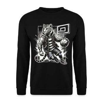 Street Style Basketball Tiger - Unisex Pullover - Schwarz - Vorne - Alina (178cm) & Michal (187cm)