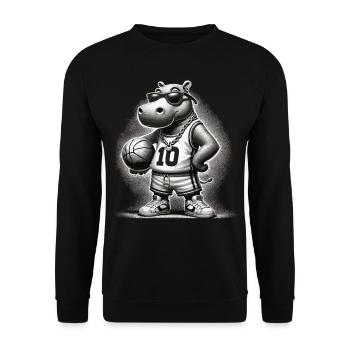 Ghetto Basketball Hippo - Unisex Pullover - Schwarz - Vorne - Alina (178cm) & Michal (187cm)