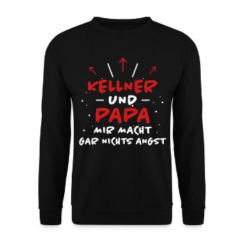 Kellner Spruch Restaurant Lustige Kellner Geschenk - Unisex Pullover - Schwarz - Vorne - Alina (178cm) & Michal (187cm)