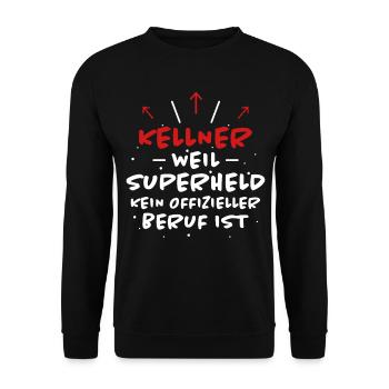 Kellner Spruch Restaurant Lustige Kellner Geschenk - Unisex Pullover - Schwarz - Vorne - Alina (178cm) & Michal (187cm)