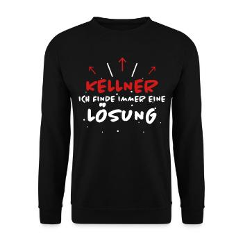Kellner Spruch Restaurant Lustige Kellner Geschenk - Unisex Pullover - Schwarz - Vorne - Alina (178cm) & Michal (187cm)