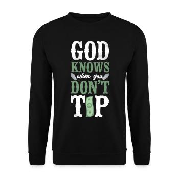 Bartender Mixologist God Knows - Unisex Pullover - Schwarz - Vorne - Alina (178cm) & Michal (187cm)