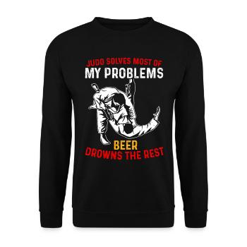 Judo solves most of my problems beer drowns the re - Unisex Sweatshirt - black - Front - Alina (178cm) & Michal (187cm)