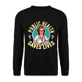 Éducateur en santé La santé publique sauve des vies Éducateur - Sweat-shirt Unisexe - noir - Devant - Alina (178cm) & Michal (187cm)
