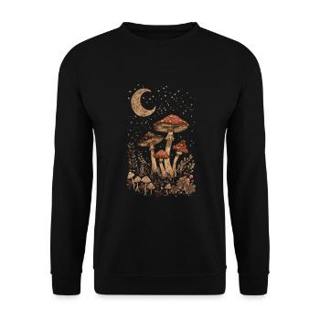 Vintage Fairycore Cottagecore Goblincore Mushroom - Unisex Sweatshirt - black - Front - Alina (178cm) & Michal (187cm)