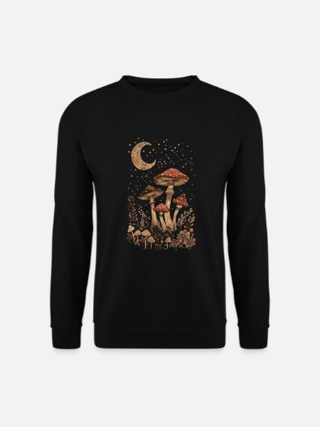 Vintage Fairycore Cottagecore Goblincore Pilz - Unisex Pullover - Schwarz