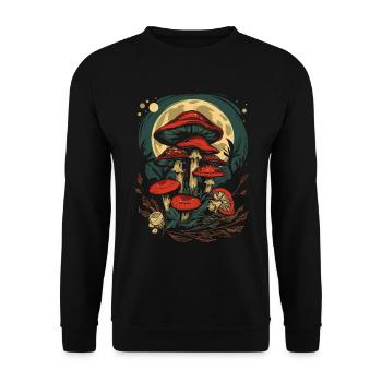 Moon Phases Mushroom Fairycore Goblincore Cottagecore - Unisex Sweatshirt - black - Front - Alina (178cm) & Michal (187cm)