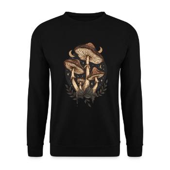 Vintage Champignon Phases de Lune Cottagecore Goblincore - Sweat-shirt Unisexe - noir - Devant - Alina (178cm) & Michal (187cm)