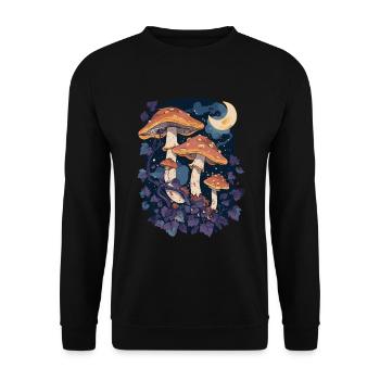 Fairycore Goblincore Pilz Mondphasen Cottagecore - Unisex Pullover - Schwarz - Vorne - Alina (178cm) & Michal (187cm)