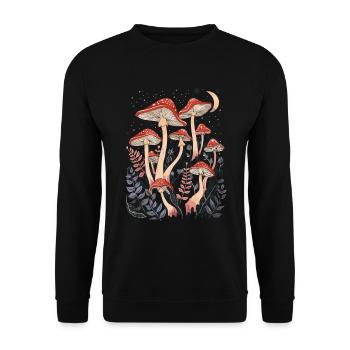 Pilz Fairycore Cottagecore Goblincore Vintage - Unisex Pullover - Schwarz - Vorne - Alina (178cm) & Michal (187cm)