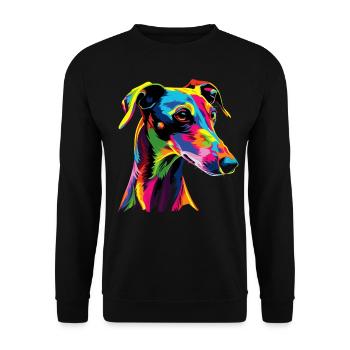 Lévrier Chiens Couleurs Colorées Pop Art Chien Lévrier - Sweat-shirt Unisexe - noir - Devant - Alina (178cm) & Michal (187cm)