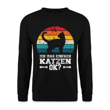 Ich mag Katzen - Unisex Pullover - Schwarz - Vorne - Alina (178cm) & Michal (187cm)