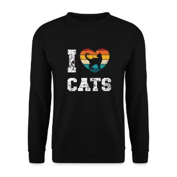 Ich liebe Katzen - Unisex Pullover - Schwarz - Vorne - Alina (178cm) & Michal (187cm)