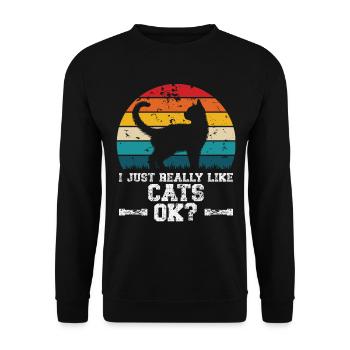 I really like cats - Unisex Pullover - Schwarz - Vorne - Alina (178cm) & Michal (187cm)