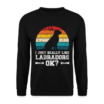 I really like labradors - Unisex Pullover - Schwarz - Vorne - Alina (178cm) & Michal (187cm)
