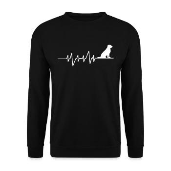 Ich liebe Hunde, Herzschlag - Unisex Pullover - Schwarz - Vorne - Alina (178cm) & Michal (187cm)