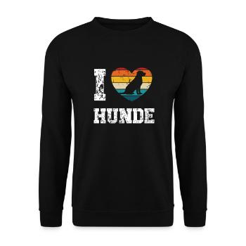 Ich liebe Hunde - Unisex Pullover - Schwarz - Vorne - Alina (178cm) & Michal (187cm)