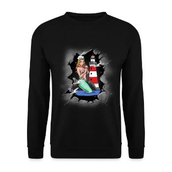 Mermaid Mermaid Mermaid Mermaid Lighthouse Maritime - Unisex Sweatshirt - black - Front - Alina (178cm) & Michal (187cm)