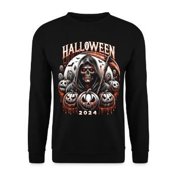 Halloween 2024 Der Tod und seine Schergen - Unisex Pullover - Schwarz - Vorne - Alina (178cm) & Michal (187cm)