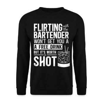 Bartender Mixologist Flirting With - Unisex Sweatshirt - black - Front - Alina (178cm) & Michal (187cm)