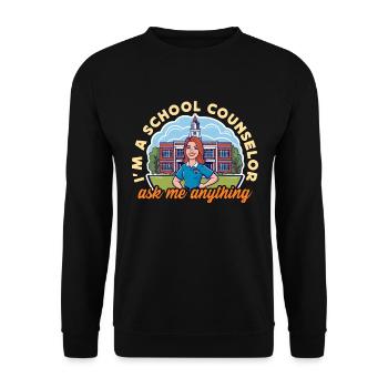 Je suis un conseiller scolaire Demandez-moi n’importe quoi Conseil - Sweat-shirt Unisexe - noir - Devant - Alina (178cm) & Michal (187cm)