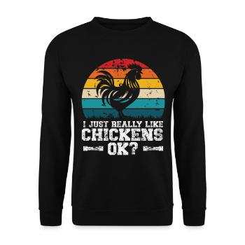 I like chickens - Unisex Sweatshirt - black - Front - Alina (178cm) & Michal (187cm)