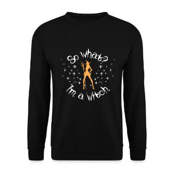 Also what I'm a Witch Halloween - Unisex Pullover - Schwarz - Vorne - Alina (178cm) & Michal (187cm)