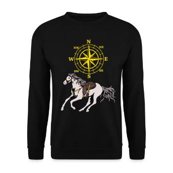 Compass Horse Horse Adventure Wind Rose Riding - Unisex Sweatshirt - black - Front - Alina (178cm) & Michal (187cm)