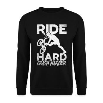 BMX Freestyle Biker Bike Fahrrad BMX Fahrer - Unisex Pullover - Schwarz - Vorne - Alina (178cm) & Michal (187cm)