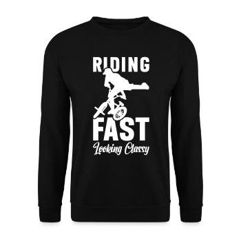 BMX Freestyle Biker Bike Fahrrad BMX Fahrer - Unisex Pullover - Schwarz - Vorne - Alina (178cm) & Michal (187cm)