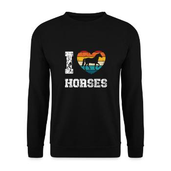 J’aime les chevaux - Sweat-shirt Unisexe - noir - Devant - Alina (178cm) & Michal (187cm)