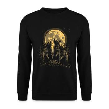 3 raton laveur lune hurlante tête de raton laveur - Sweat-shirt Unisexe - noir - Devant - Alina (178cm) & Michal (187cm)