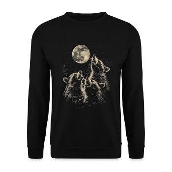 3 raton laveur lune hurlante têtes de raton laveur - Sweat-shirt Unisexe - noir - Devant - Alina (178cm) & Michal (187cm)