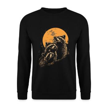 3 raton laveur lune hurlant tête de raton laveur cool - Sweat-shirt Unisexe - noir - Devant - Alina (178cm) & Michal (187cm)