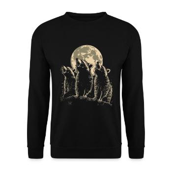 3 raton laveur lune hurlant raton laveur mignon - Sweat-shirt Unisexe - noir - Devant - Alina (178cm) & Michal (187cm)