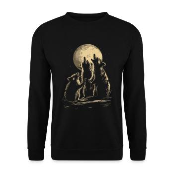 3 Raccoon Moon Howling Funny Humor Design - Unisex Sweatshirt - black - Front - Alina (178cm) & Michal (187cm)