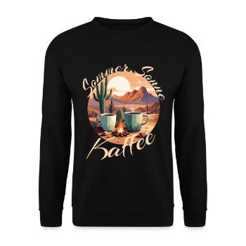 Sommer Sonne Kaffee und Kakteen - Unisex Pullover - Schwarz - Vorne - Alina (178cm) & Michal (187cm)