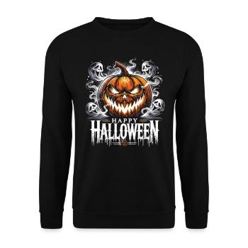Spooky Burning Pumpkin - Happy Halloween - Unisex Sweatshirt - black - Front - Alina (178cm) & Michal (187cm)