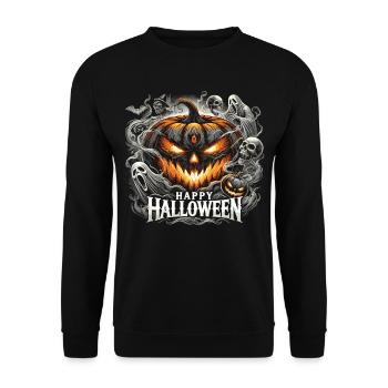 Flammes de citrouille fantomatiques - Chemise d’Halloween - Sweat-shirt Unisexe - noir - Devant - Alina (178cm) & Michal (187cm)