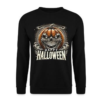 Sinister Pumpkin - Happy Halloween - Unisex Pullover - Schwarz - Vorne - Alina (178cm) & Michal (187cm)