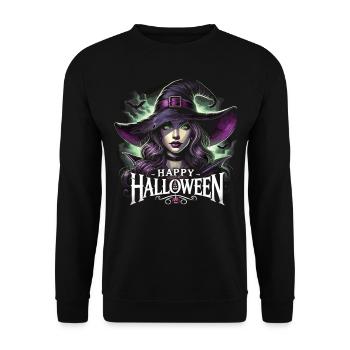 Sorcière au look magique et joyeux Halloween - Sweat-shirt Unisexe - noir - Devant - Alina (178cm) & Michal (187cm)