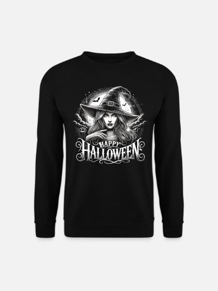 Schöne Hexe mit Happy Halloween - Unisex Pullover - Schwarz