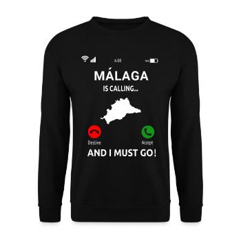 Malaga appelle l’idée de vacances en Espagne - Sweat-shirt Unisexe - noir - Devant - Alina (178cm) & Michal (187cm)