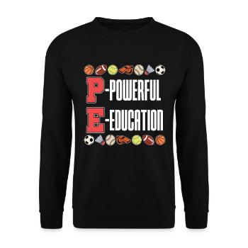 P.E Instructor Powerful Education Personal Trainer - Unisex Sweatshirt - black - Front - Alina (178cm) & Michal (187cm)